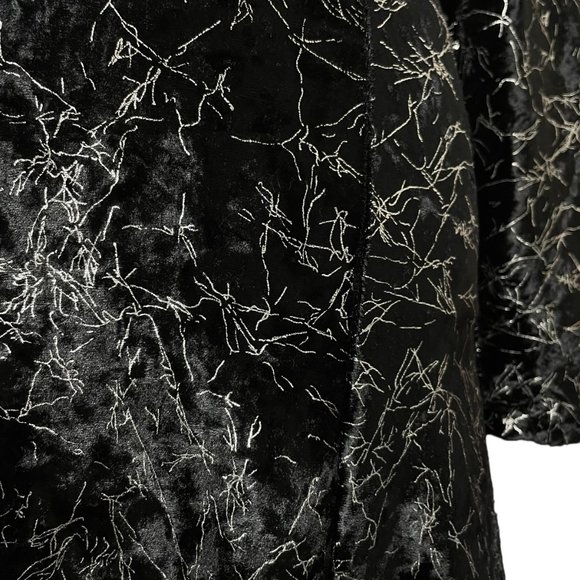 Metallic Velvet Choker Dress M Lightning Silver Crushed A-Line Cutout Skater - Picture 6 of 14